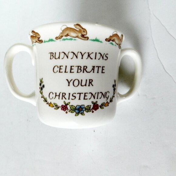Bunnykins Christening 2 Handled Hug a Mug Mug Albion shape near mint condition - Picture 5 of 7